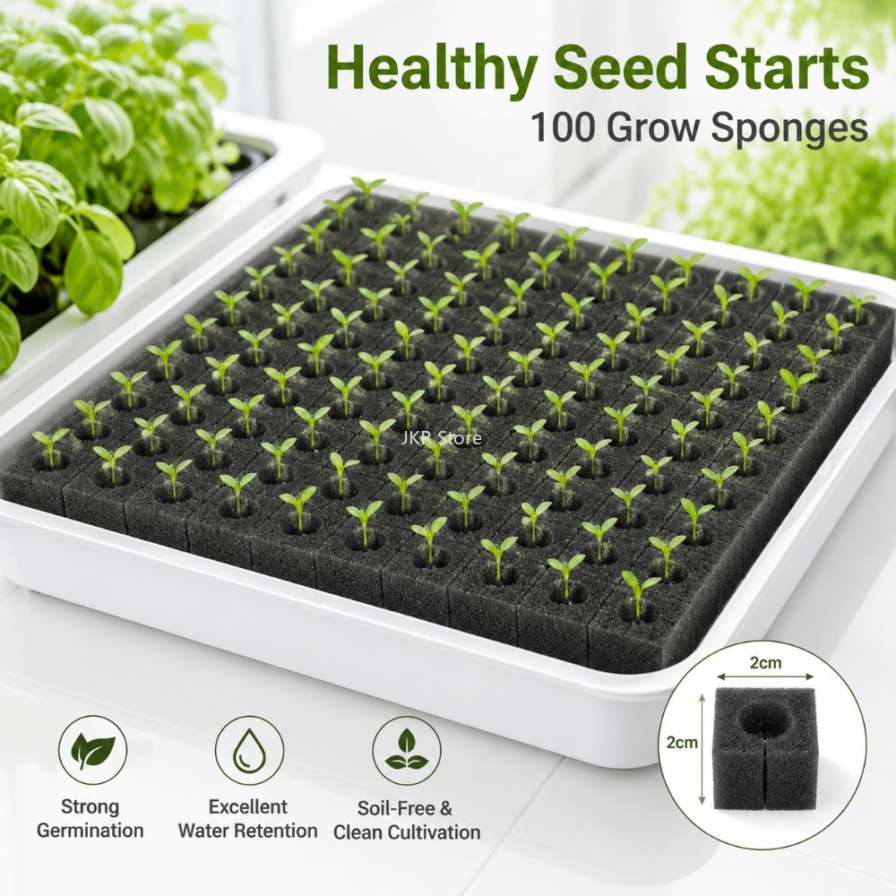 Nursery Plug Tray - 100Pcs Hydroponic Plant Sponge Sheet Soilless