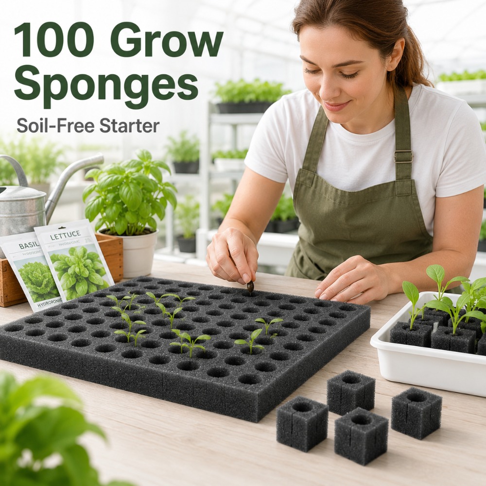 Nursery Plug Tray - Hydroponic Plant Sponge 100Pcs Sheet Soilless