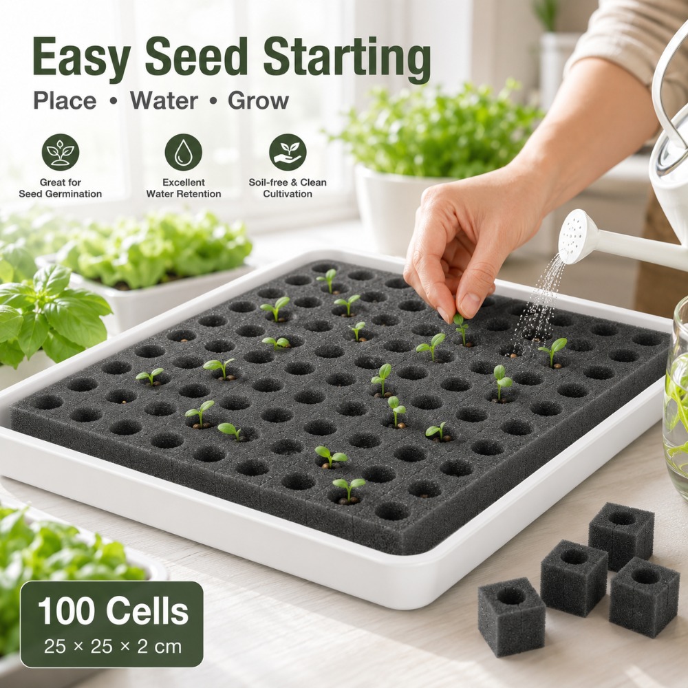 Nursery Plug Tray - Soilless Hydroponic Plant Sponge 100Pcs Seedling