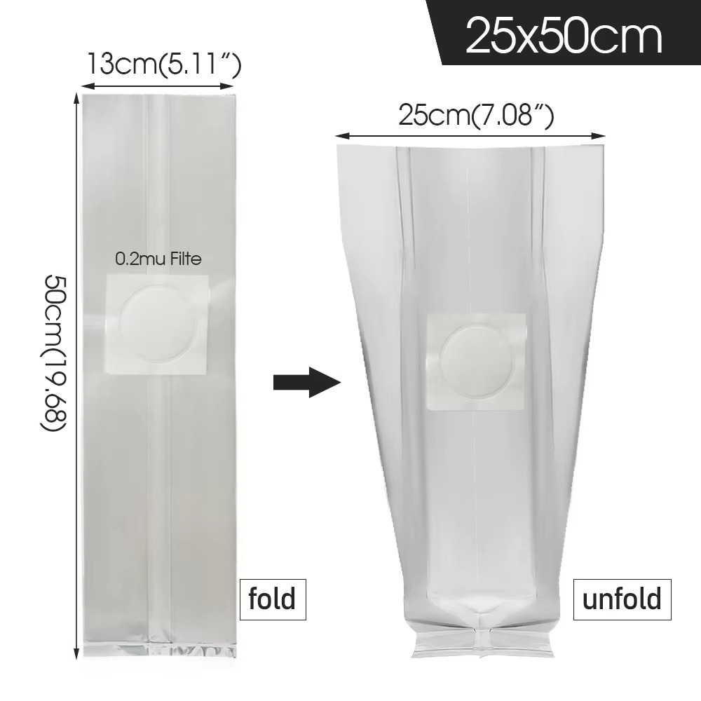Mushroom Spawn Bag - 50pcs PP Mushroom Planting Bag 0.2um