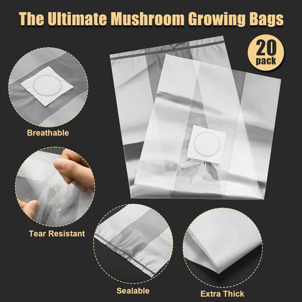 Mushroom Spawn Bags, 20Pcs Lar - огляд і ціна Mushroom Spawn Bag