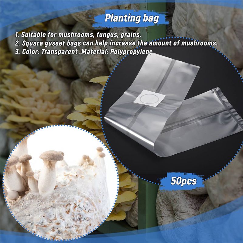 50Pcs 10X20 Inch PVC Mushroom  - огляд і ціна Mushroom Spawn Bag